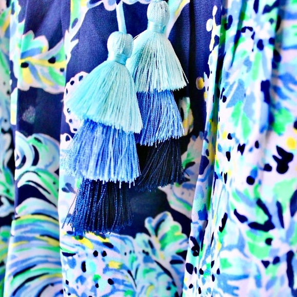 LILLY PULITZER Marilina High Tide Navy Scuba Doo Engineered Tunic (M) *NWT!👗🔖* - Picture 11 of 16